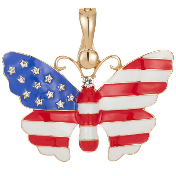 Wearable Art Silver-Tone American Flag Enhancer - image 