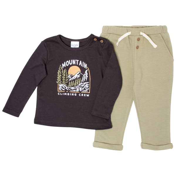 Baby Boy &#40;12-24M&#41; bon bebe&#40;R&#41; Flocked Mountain Top & Joggers Set - image 