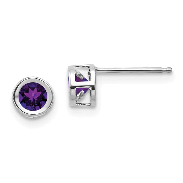 Gemstone Classics&#40;tm&#41; White Gold 4mm. Amethyst Stud Earrings - image 