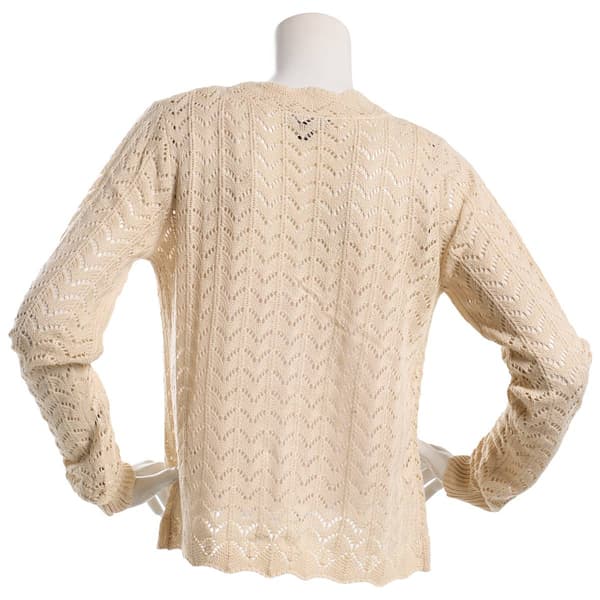 Juniors A. Byer Long Sleeve Crochet Ribbon Tie Sweater Cardigan