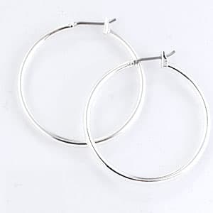 Napier Large Silver Click It Hoop Earrings - image 