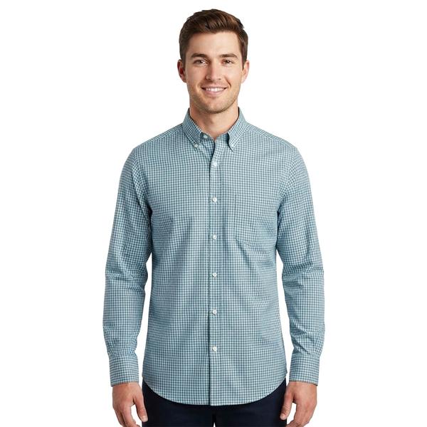 Mens Christian Aujard Fitted Plaid Dress Shirt - Blue/Grey - image 