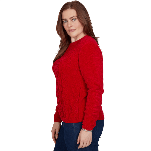 Womens Alfred Dunner Classics Cable Knit Chenille Sweater