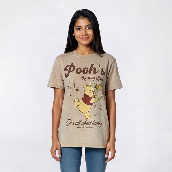 Juniors Disney Mineral Wash Winnie The Pooh Boyfriend Tee