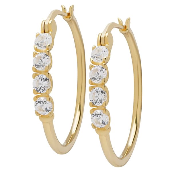Gianni Argento 14kt. Yellow Gold Plated 4-Stone Hoop Earrings - image 