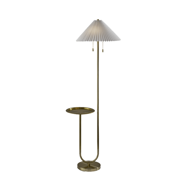 Adesso Uma Shelf Floor Lamp with Knife Pleated Fabric Shade - image 