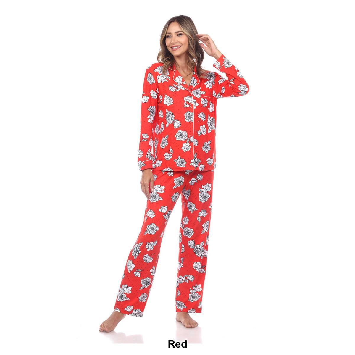 Womens White Mark 2pc. Long Sleeve Dotted Floral Pajama Set