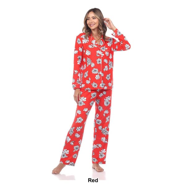 Womens White Mark 2pc. Long Sleeve Dotted Floral Pajama Set