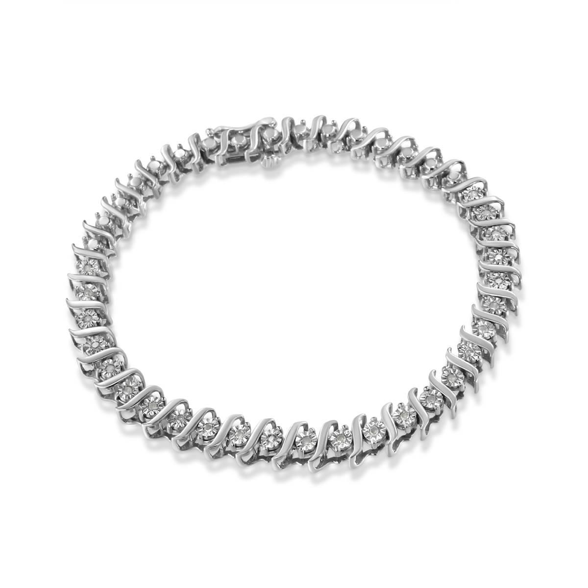 Haus of Brilliance Sterling Silver Diamond S Tennis Bracelet
