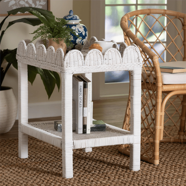 bali & pari Sumana Handwoven Natural Rattan 2-Tier Side Table