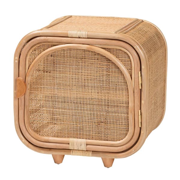 bali & pari Keita Bohemian Natural Rattan Nightstand - image 