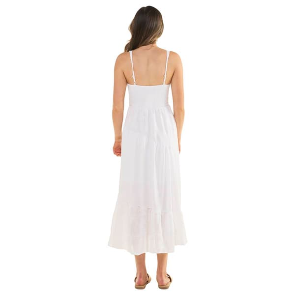Juniors No Comment Cross Hatch Eyelet Smocked Bodice Midi Dress