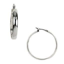 Napier Silver Tone Medium Click It Hoop Earrings