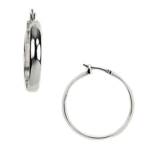 Napier Silver Tone Medium Click It Hoop Earrings - image 