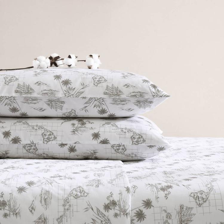 Tommy Bahama Vintage Map 200TC 4pc. Cotton Percale Sheet Set