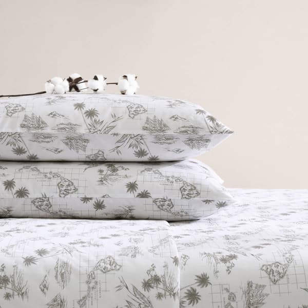 Tommy Bahama Vintage Map 200TC 4pc. Cotton Percale Sheet Set