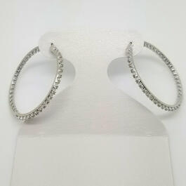 Accents by Gianni Argento Silver Plated Diamond Hoop Earrings