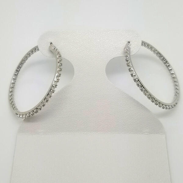 Accents by Gianni Argento Silver Plated Diamond Hoop Earrings - image 