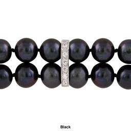 Splendid Pearls Sterling Silver Double Row Pearl Bracelet