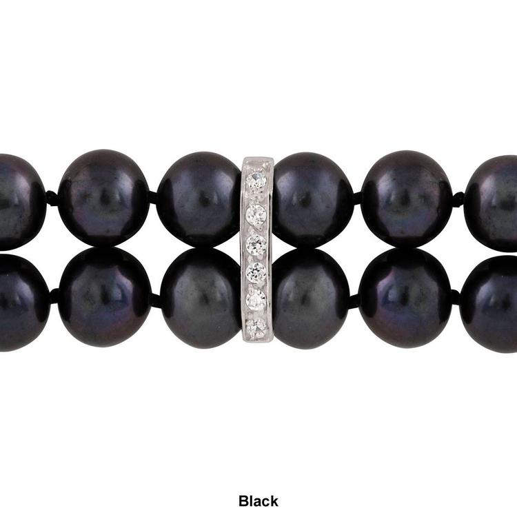 Splendid Pearls Sterling Silver Double Row Pearl Bracelet