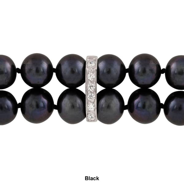 Splendid Pearls Sterling Silver Double Row Pearl Bracelet