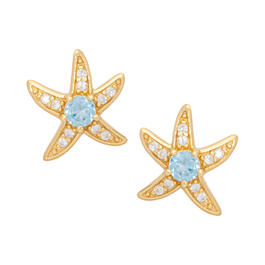 Gianni Argento Blue Topaz & White Sapphire Starfish Stud Earrings