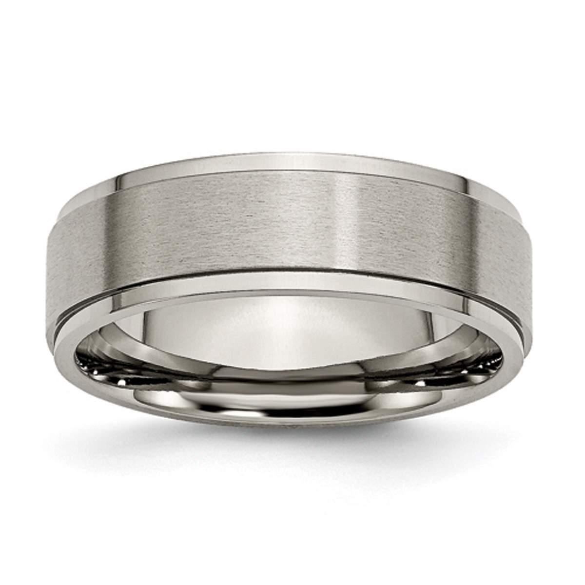 Mens Endless Affection™ 7mm Ridged Edge Polished Wedding...