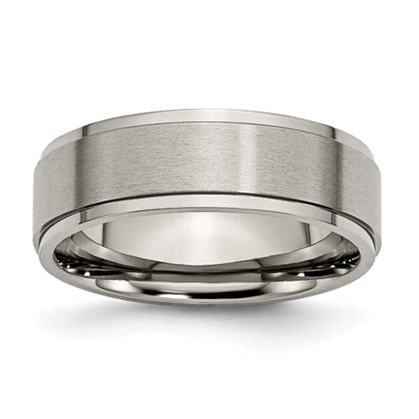 Mens Endless Affection&#40;tm&#41; 7mm Ridged Edge Polished Wedding Band - image 