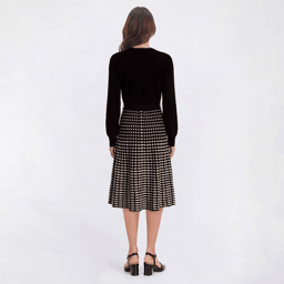 Womens Robbie Bee Long Sleeve Geometric Belt Sweater Dress