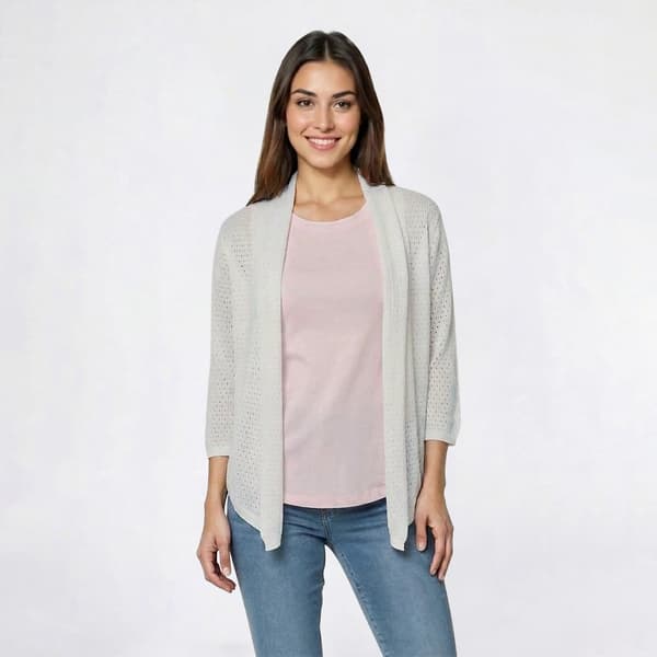 Petite Hasting & Smith 3/4 Shawl Collar Open Front Cardigan - image 