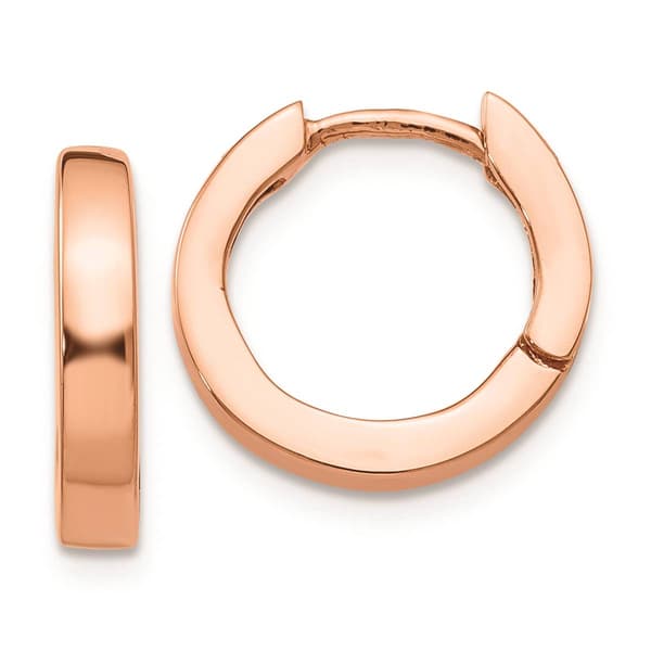 Gold Classics(tm) 14kt. Rose Gold Round Hinged Hoop Earrings - image 