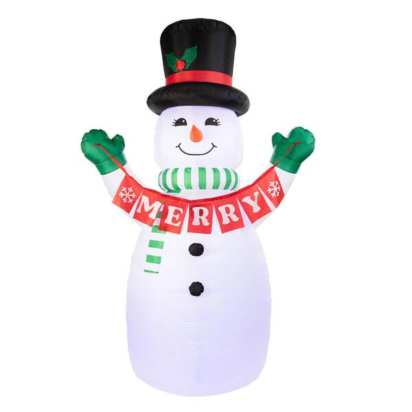 Mr. Christmas 10ft. Outdoor Merry Snowman Lit Inflatable - image 
