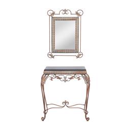 9th & Pike(R) Bronze Metal Traditional Console Table with Mirror