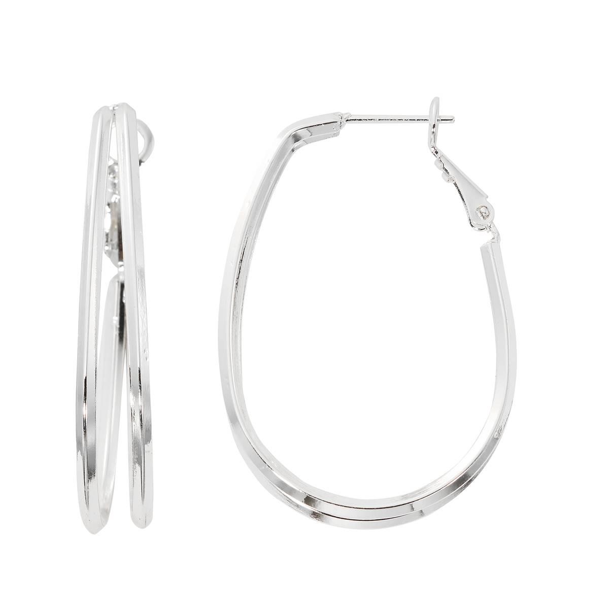 Danecraft Silver-Tone 38mm Oval Hoop Earrings