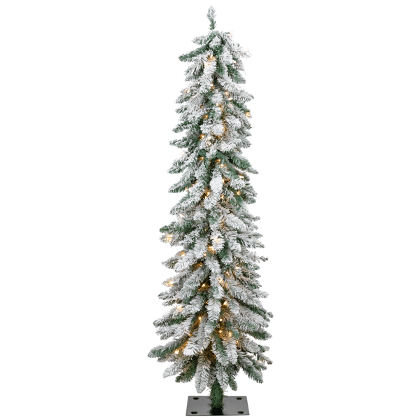 Northlight 5ft. Pre-Lit Pencil Flocked Alpine Christmas Tree