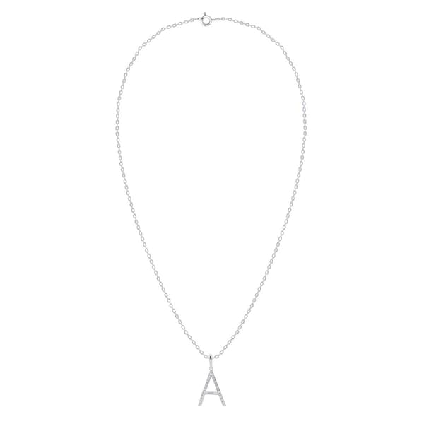 Nova Star® Sterling Silver Lab-Grown Diamond Initial A Pendant