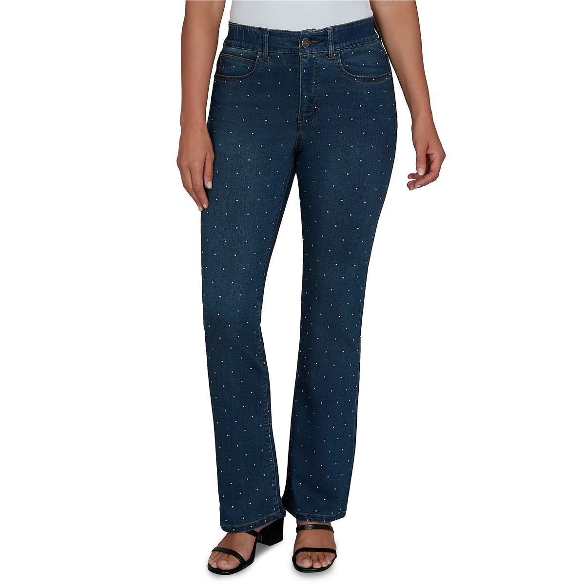 Petite Skyes the Limit Icy Blue Sparkle Bootcut Jeans