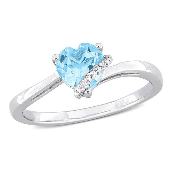 Sterling Silver Sky Blue Topaz & Diamond Accent Heart Ring - image 