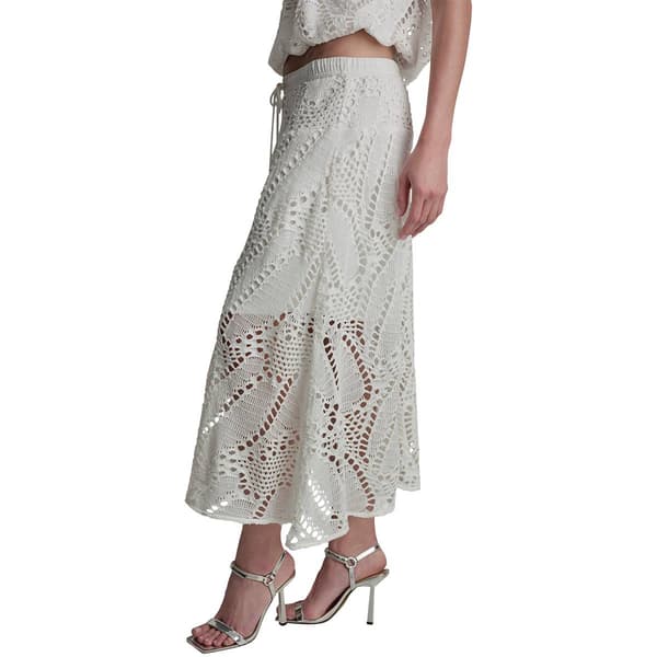 Womens DKNY Sport Crochet Leaf Midi Skirt