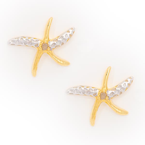 Gianni Argento Gold-Plated Diamond Accent Starfish Earrings - image 