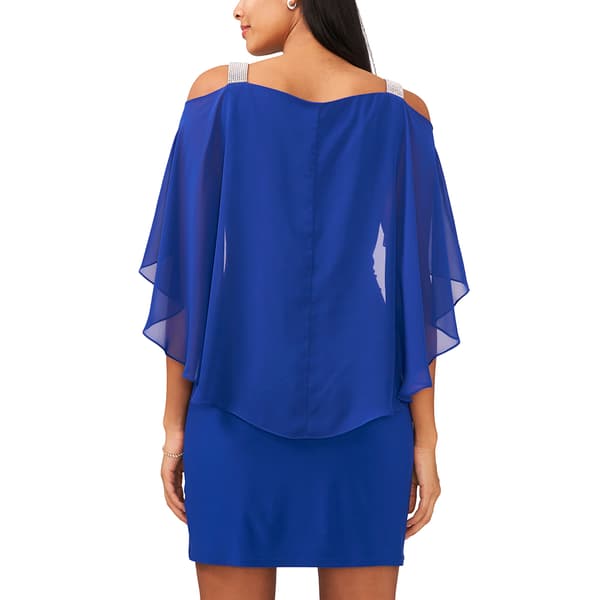 Petite MSK Capelet Overlay Side Drape Dress