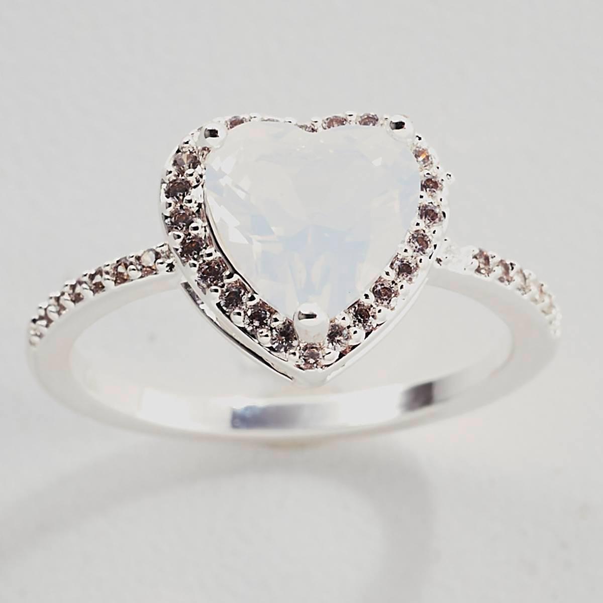 Ashley Cooper™ CZ Crystal Heart Pave Halo Ring