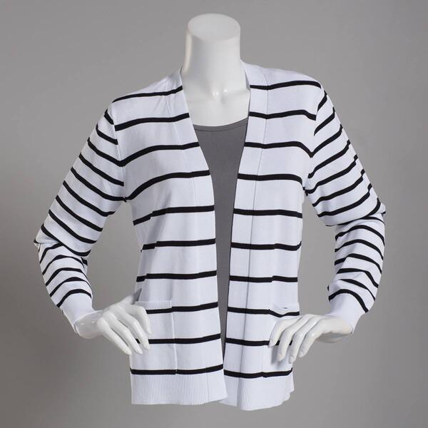 Womens 89th & Madison Long Sleeve Striped Cardigan - image 