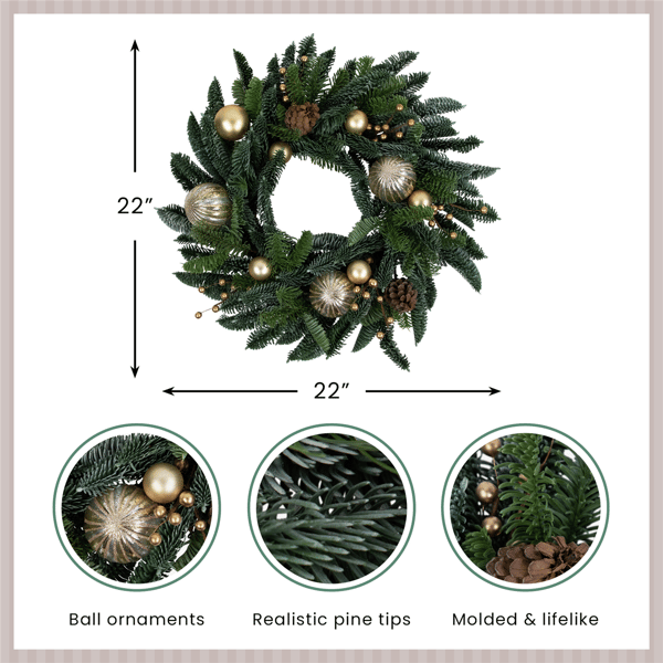 Northlight Real Touch™ Pre-Decorated Pine Christmas Wreath