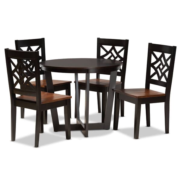 Baxton Studio Brava Two-Tone Dark Brown Wood 5pc. Dining Set - image 
