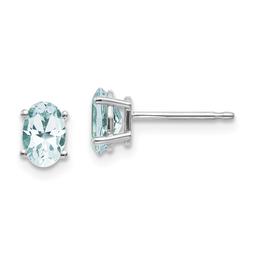 Gemstone Classics(tm) White Gold 6mm. Aquamarine Earrings