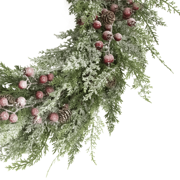 Puleo International Pre-Lit Flocked Wreath Adorned with Pinecones