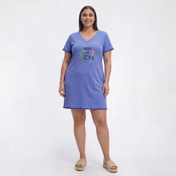 Plus Size Rene Rofe(R) Under the Sea Embroidered Nightshirt - image 