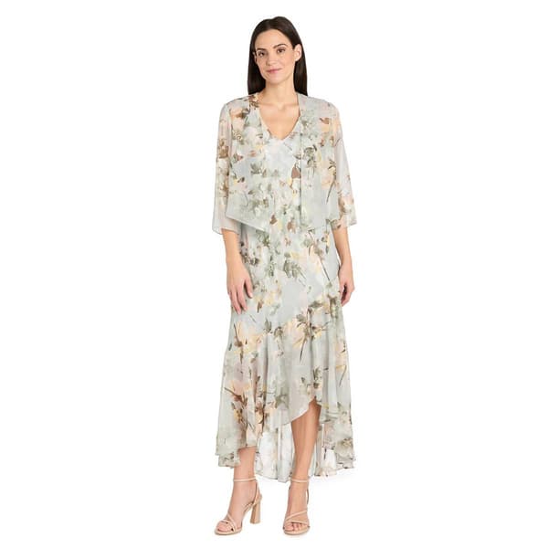 Womens R&M Richards V-Neck Floral Bolero Jacket Dress
