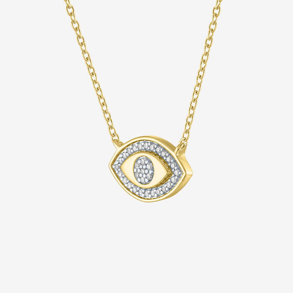 Gold Classics&#8482; Gold Plated Silver Mined Diamond Evil Eye Necklace